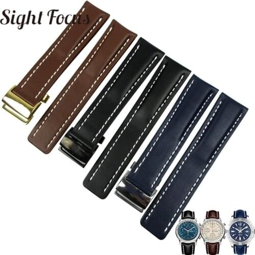 Men 22mm 24mm Watch Bands for Breitling Strap Navitimer Avenger Chronomat Colt Bracelet Black Brown Blue Belt Montre Horloge Uhr