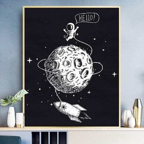 Cartoon Space Astronaut Painting by numbers 50x40cm Universe Planet Exploration Poster Home Decor Painting Wall Art Pictures