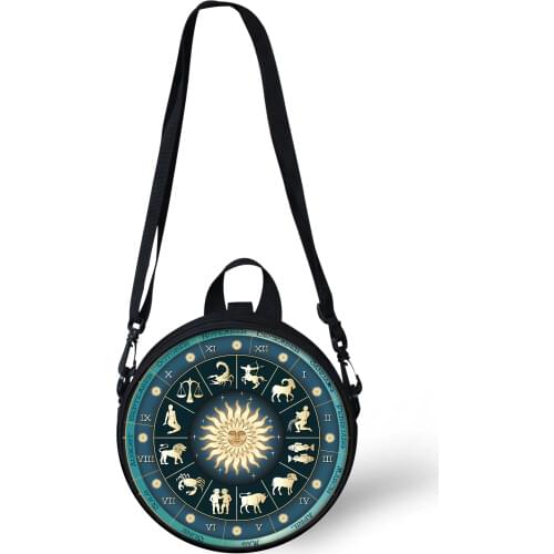 HaoYun Gothic 12 Constellations Bag Mini Girl Boy Round Bag Women Black Shoulder Sac Circle Crossbody Wholesale Dropshiping