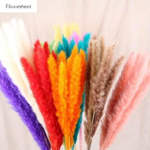 Dried Flower Bulrush Flower Bouquet Home Decoration Small Pampas Grass Phragmites Artificial Plants Party Supplies Table Decor