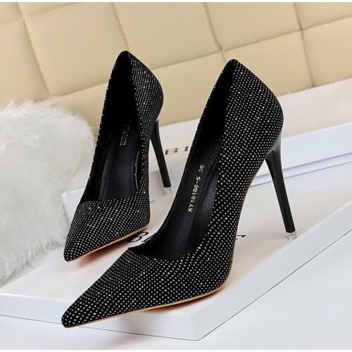 BIGTREE Fashion Thin Heel Super High Heel Shallow Mouth Pointed Sexy Nightclub High Heel Shoes Womens Single Shoes 18188-5