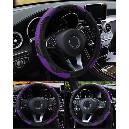 Universal Car Steering Wheel Cover Auto PU Leather Braiding Cover For Steering Wheel Perforated Breathable With Needle &Thread