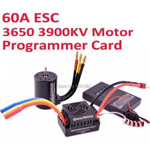 Waterproof 3650 3660 3300kv 3800kv 3900kv 4300KV Brushless Motor w/ 60A Brushless ESC Programmer card Combo Set for 1/10 RC Car