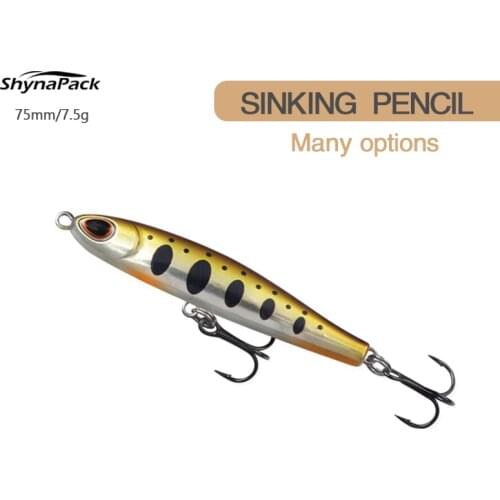 High quality Pencil Sinking Fishing Lure 75mm 7.5g Bass trout Carp Fishing Tackle Artificial hard bait Crankbait All for fishing