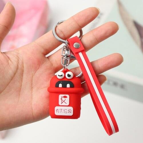 Factory custom new design keychain cute trash can shape keychain