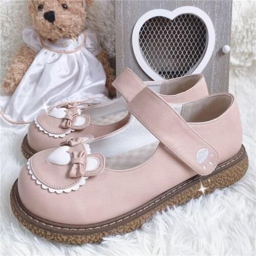 Designer Kawaii Sweet Lolita Shoes Bear Head Flats Women Platform Bowknot Japanese Style Anime Cosplay Gothic Female Footwear