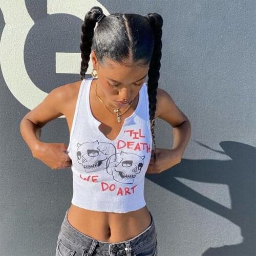 Aesthetic Graphic Cyber Y2k Streetwear Women Chic Sleeveless Activity Tank Tops 2021Harajuku Skinny Crop Tops Camisole clothes