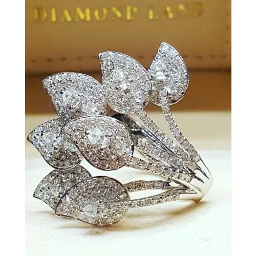 2019 New Trendy Micro pave Crystal Rings For Women Multi-layer Leaves Wedding Ring Luxury Jewelry Wholesale Charm Women Gifts