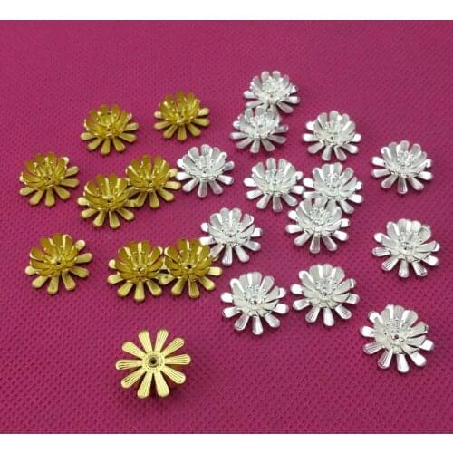 10pcs15mm Wholesale Filigree Metal flower crafts Findings Jewelry Accessories ornaments