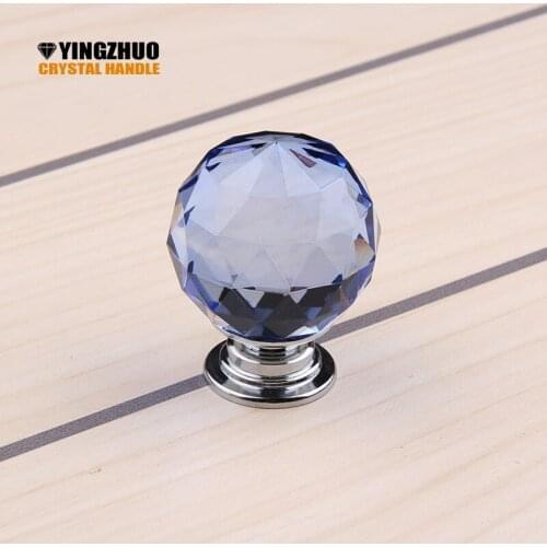 10PCS/LOT 30mm Crystal Ball Drawer Knobs / Crystal Handle With Zinc Base Chrome Finish For Furniture YZ-2003
