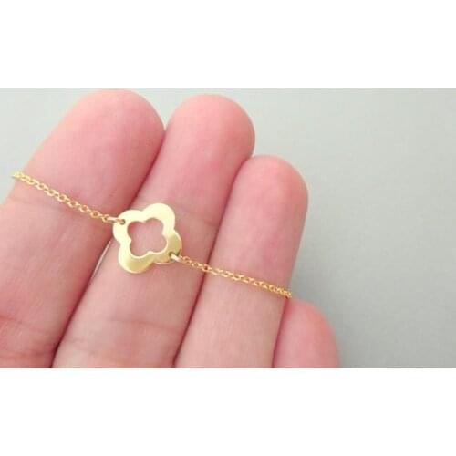 10PCS Outline Open Four Leaf Clover Necklace Lucky 4 leaf Clover Necklace Simple Grass Plant Shamrock Necklaces Birthday Gifts