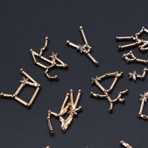 12 Constellation Resin Metal Material Epoxy Mold Open Bezel Charm Jewelry Making MXME