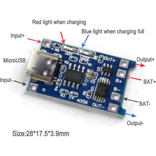 2 IN 1 3.7V Lithium Battery Charger Protection Board 5V 1A 2A Li-ion Lipo Battery Charging Protect Module Micro USB Type-C