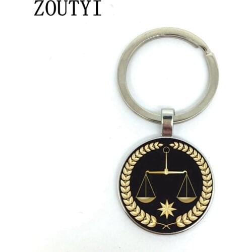 2018 / handmade judge gold balance justice messenger mens keychain quality silver color glass keychain mens gift