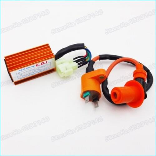 6 Pin Racing AC CDI Box & Ignition Coil For GY6 50cc 70cc 90cc 110cc 150cc ATV Quad Go Kart Moped Scooter Motorcycle