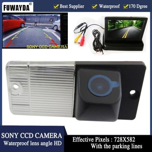 FUWAYDA Car LCD Monitor 4.3" Foldable Color LCD Monitor+Car Reverse Cars Rear view Camera parking lines For KIA SORENTO SPORTAGE