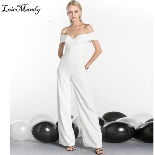 Bohemian Wedding Jumpsuit with Pocket 2021 Modest Outdoor Country Garden Bride Dress with Pant Suit vestido de novio
