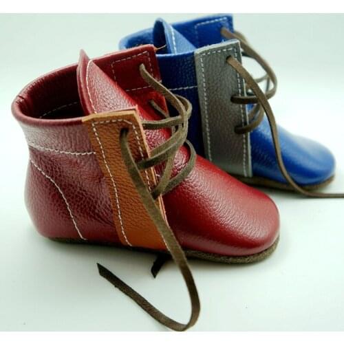 New style Handmade Genuine Leather baby boots First Walkers The lace-up baby moccasins gils boy Shoes 12.5-15.5CM