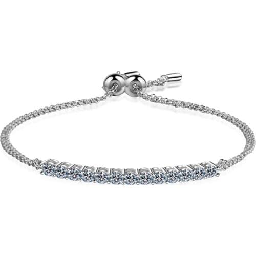 ANZIW 925 Sterling Silver Moissanite Diamond Fine Bracelets Adjustable for Women Fashion Bracelets Jewelry Gifts