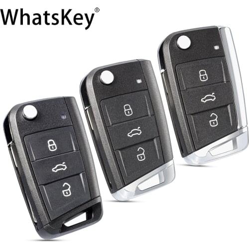 WhatsKey Flip Folding Car Key Shell Cover Case For Volkswagen VW Golf 7 Mk7 Passat Beetle Bora Polo Seat Leon Skoda Octavia