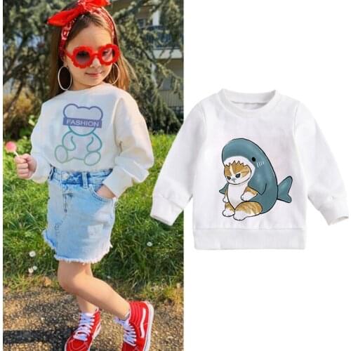 New Cute Cartoon Cat Shark Boys Sweatshirts For Little Kids Hoodies Clothes 2-7Years Autumn Children Long Sleeve Shirts Casual