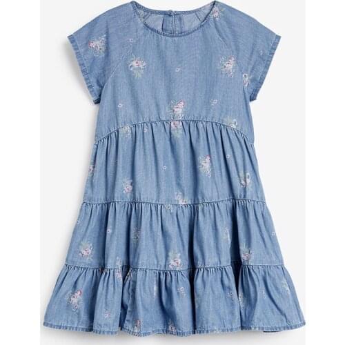 Kids Frocks for Girls 2021 Summer Baby Girl Vestiods Children Clothes Casual Cotton Denim Color Dresses 2-7 Years