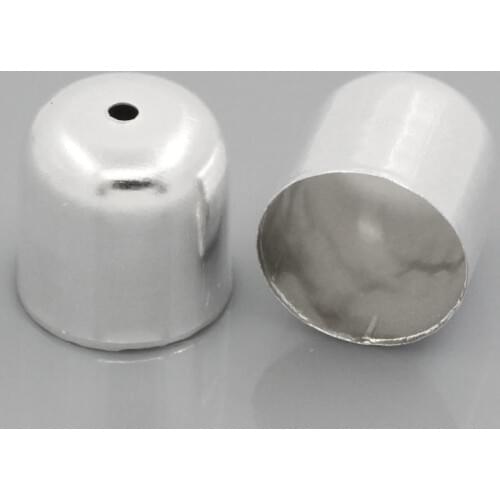 DoreenBeads High Quality Zinc Alloy Necklace Cord End Tips Barrel End Beads silver color For DIY 12.0x12.0mm,Hole:1mm 10 PCs/Lot