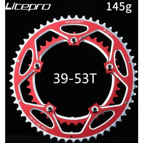 BMX double speed chainring 39-53T for road bike 9 10 11 speed chainwheel anode BCD 130 chain wheel litepro