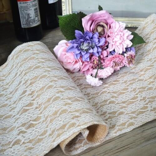 Jute table flag lace table flag Christmas party wedding decorations