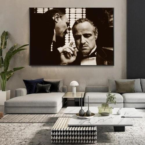 Figure Art Godfather Marlon Brando Canvas Art Posters Prints Movies Wall Pictures for Living Room Canvas Paintings Home Decor