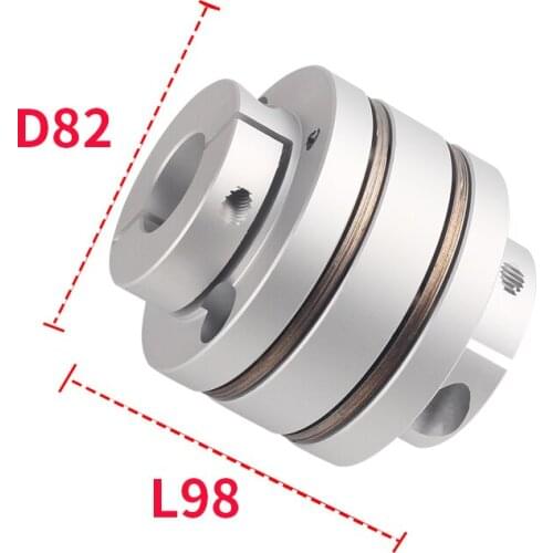 Flange Diaphragm D82 L98 Double Shaft Coupling Flexible Coupler Joint Keyway Aluminum High Rigidity Elastic