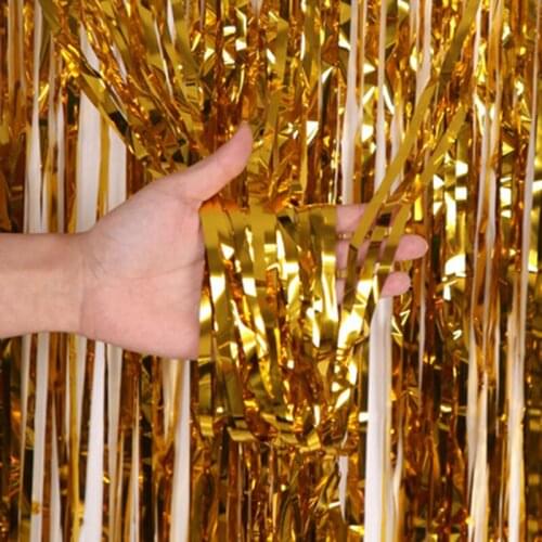 Party Backdrop Curtains Metallic Foil Tinsel Fringe Curtains Wedding Birthday Bachelorette Party Decoration Photography Backdrop
