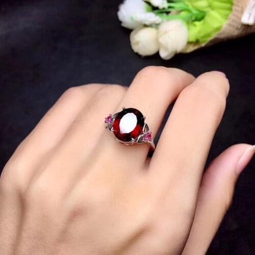 Garnet ring Natural and real garnet ring 925 stelring silver 9*11mm gem For Men Or Women