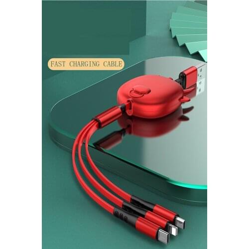3 in 1 Data Fast Charging Cable Creative single-pull expansion for the phone system of Micro, Type-C, IiPhone