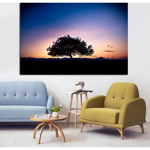 Sunset Red Tree Oil Paintings Modern Landscape Canvas Painting Home Decor Wall Art Poster Prints Picture For Living Room Cuadros