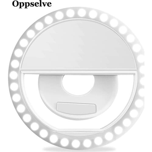 Oppselve USB Charge LED Selfie Ring Light for iPhone 11 Samsung Xiaomi Supplementary Selfie Luminous Ring Clip Light For Phones