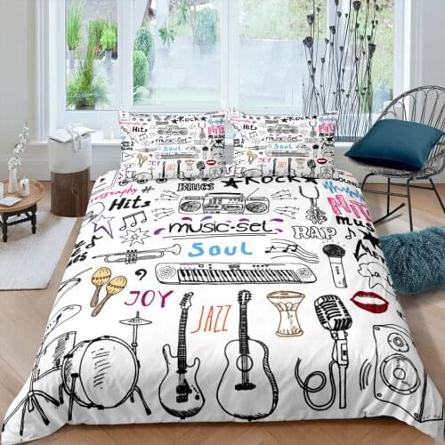 Home Living Luxury 3D Music Set Bedding Set Girls Duvet Cover Set Pillowcase Kids Bedding Set Queen and King EU/US/AU/UK Size