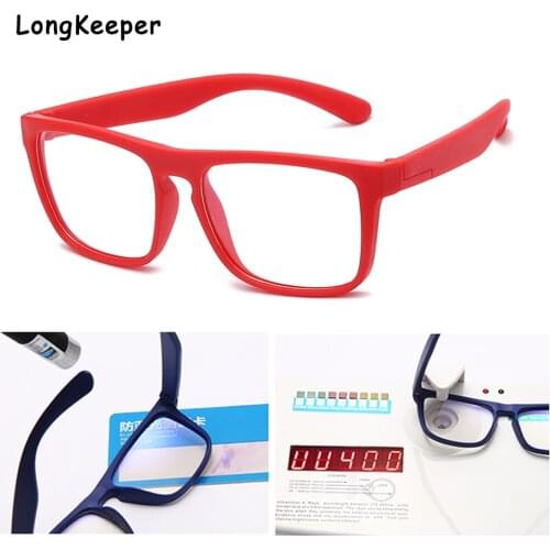 Square TR90 Glasses Kids Anti Glare Filter Children Eyeglasses Girl Boy Optical Frame Clear lens UV400 Anti Blue Light Blocking