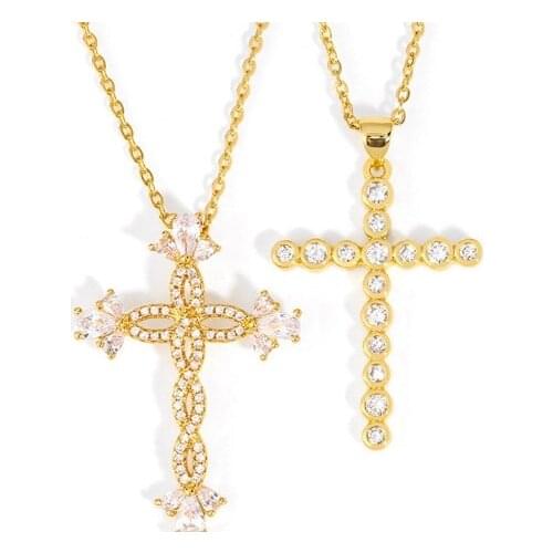 Cross multicolor micro pave cz zircon cubic zirconia necklace copper Clavicle gold plated Snake Chain Choker Pendant 2sf2