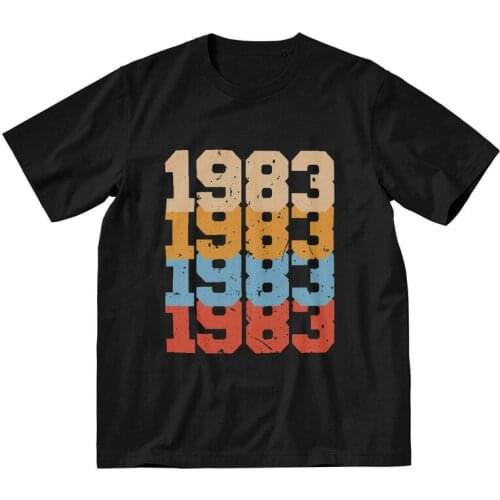 Vintage 1983 Distressed T Shirt Mens 100% Cotton Printed T-shirt Novelty Tshirt Short Sleeve 37th birthday Gift Tees Tops