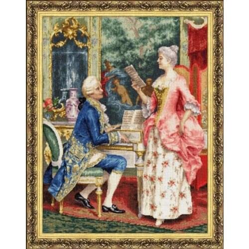 The Singing Lesson Clear Picture Top Quality Cross Stitch Kits 14CT Unprinted Sewing kit Embroidered Handmade Art Decor