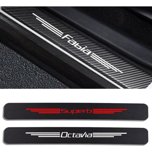 Carbon Fiber car door Sticker Protective For Skoda Octavia 2 A7 A5 Fabia 3 Rapid Superb 3 Kodiaq Scala Karoq Kamiq Accessories