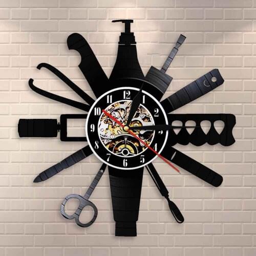 Nail Salon Tools Manicure Vintage Vinyl Record Wall Clock Nail Room Sign Wall Clock Beauty Salon Decoration Nail Technician Gift