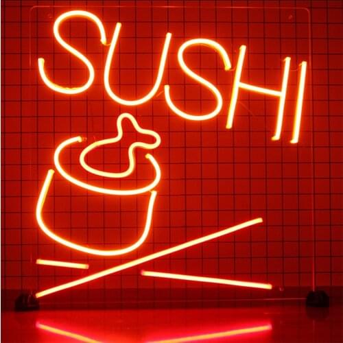 Neon Lights Custom SuShi Business Store Sign Wall Hanging Decor Flexible Transparent Acrylic Personalized Yellow Led Neon Sign