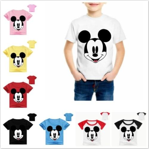 2020 New Cartoon Mickey Printing T-shirt Baby Boys Girls Short Sleeves Kids 100% Cotton T Shirt Children Summer Tee Tops Clothes