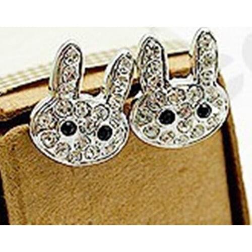 Wholesale Hot Selling 2021 New Cute Little Bunny Rhinestone Rabbit Stud Earrings For Girls