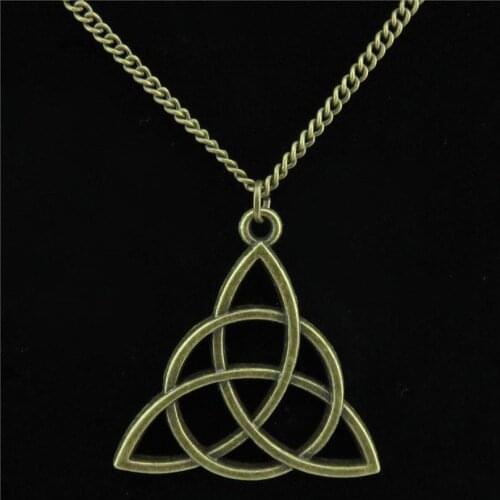 Bronze Alloy Chinese Knot Charms Necklaces Making Triquetra Triskele Pendant Chain Collar Women Party Gift Jewelry Wholesale