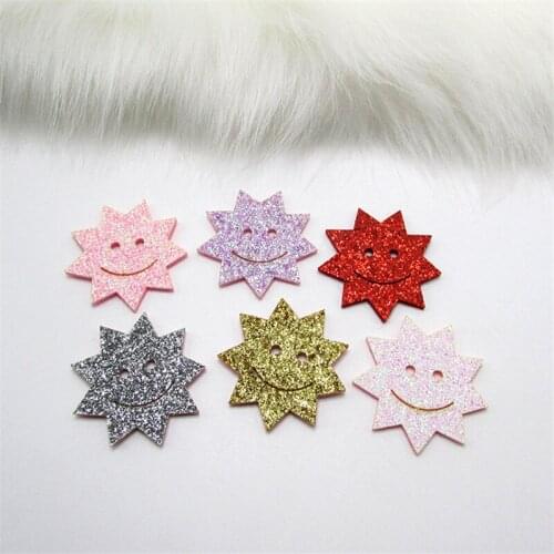 24pcs/lot 4.7cm Glitter Star Smile Pads Patches Appliques for Craft Clothes Sewing Supplies DIY Hair Clip Accessories