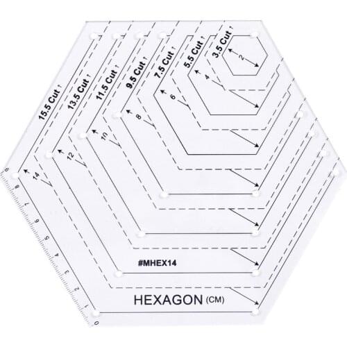 Plastic 3mm Thickness Hexagon Acrylic Quilting Patchwork Ruler Customized Design#MHEX14