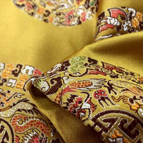 Dense Chinese Ancient Costume Dress Garment Cloth Kimono Cos Gold Silk Satin Damask Jacquard Brocade Sewing Fabric Peony Series